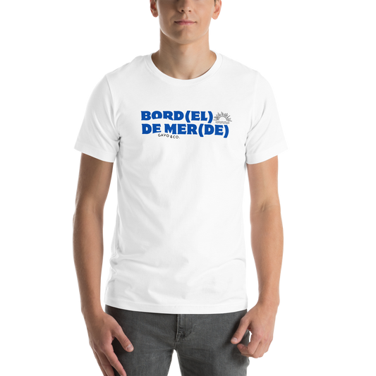 T-shirt angle 1 - bleu T-shirt “Bord(del) de mer(de)” blanc – t-shirt été unisexe GAVO&CO
